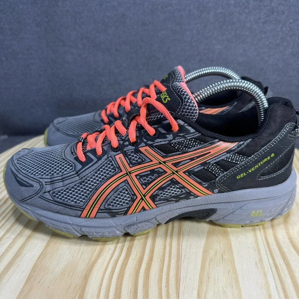 Asics Womens Gel Venture 6 T7G6Q Gray‎ Black Running Shoes Sneakers Size 9